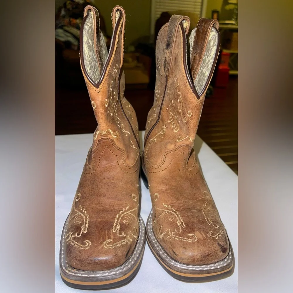 Smoky Mountain Boot Children 12 Marilyn leather square toe western brown 3845C